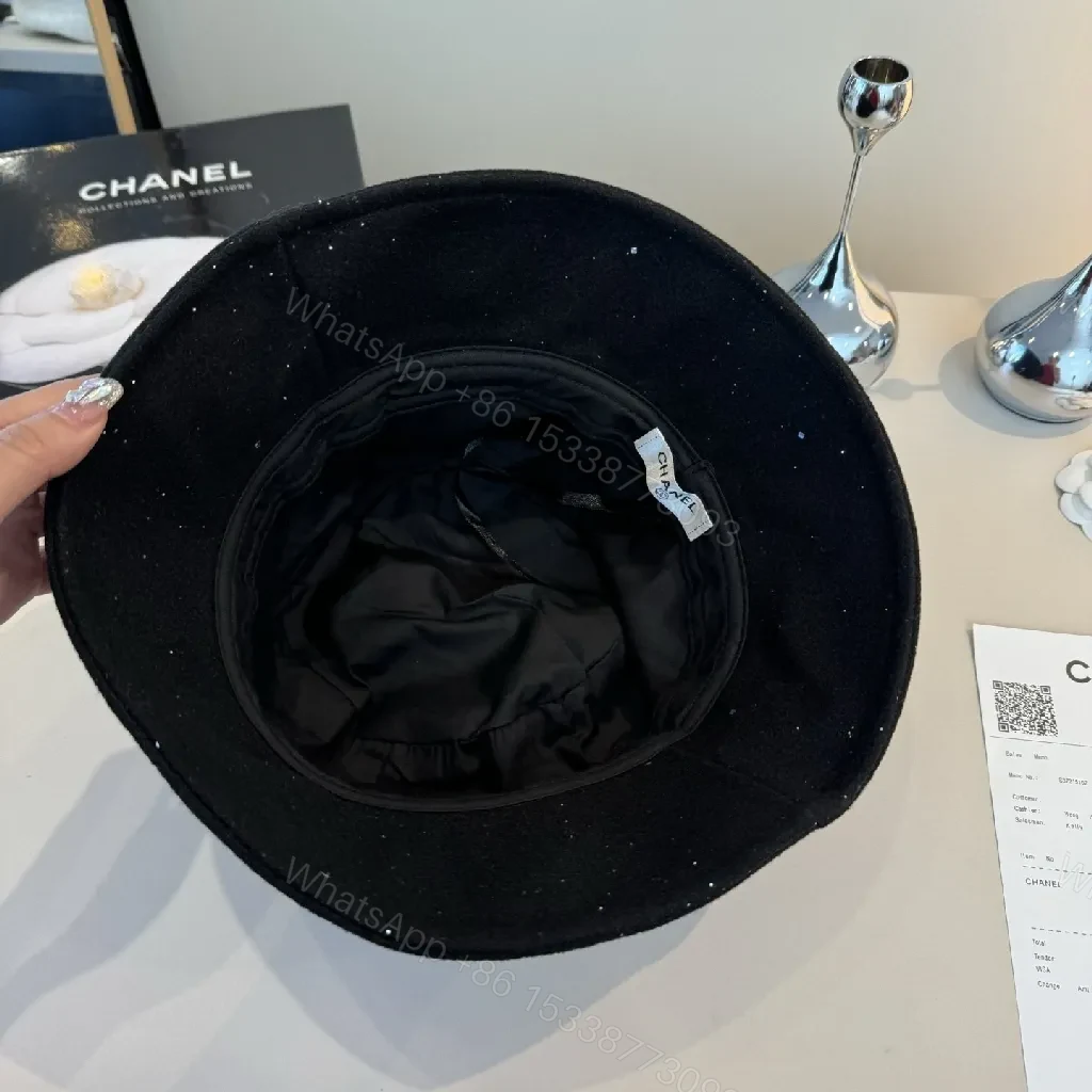View 7 of Black Speckle Bucket Hat with Crystal Logo - Luxury Style