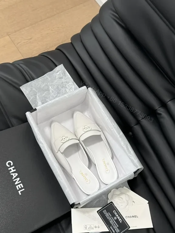 View 2 of Chanel-Inspired White Mules: Sleek Comfort, Premium Style
