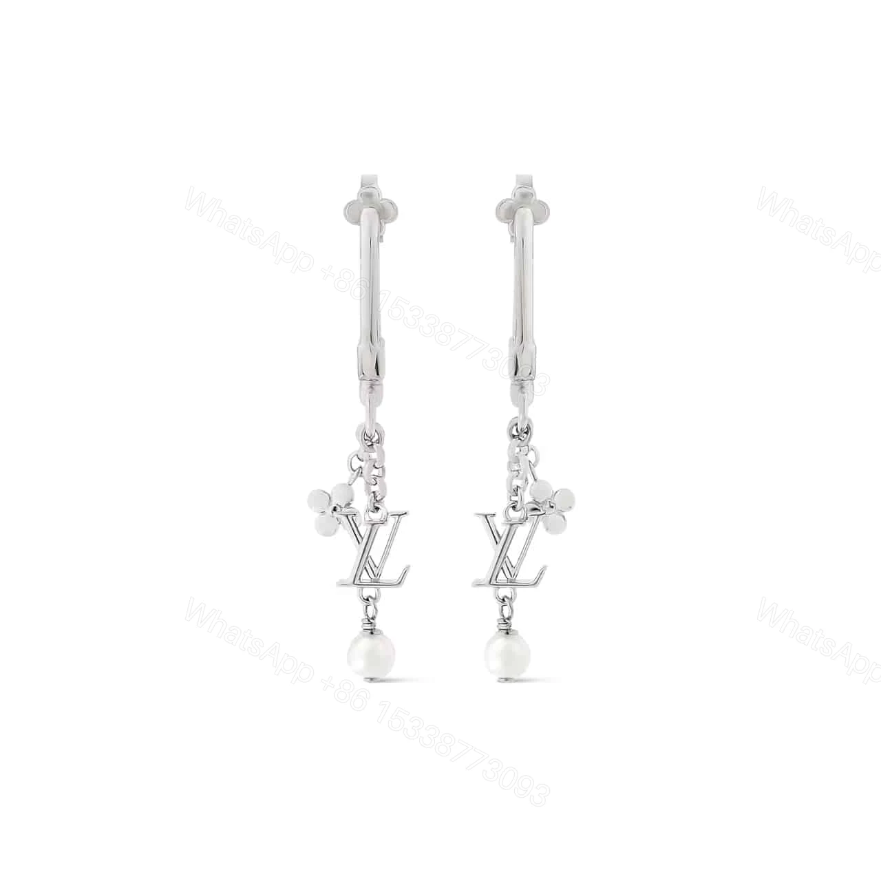 LOUIS VUITTON LV ICONIC HOOK EARRINGS SILVER M02674 — view 1