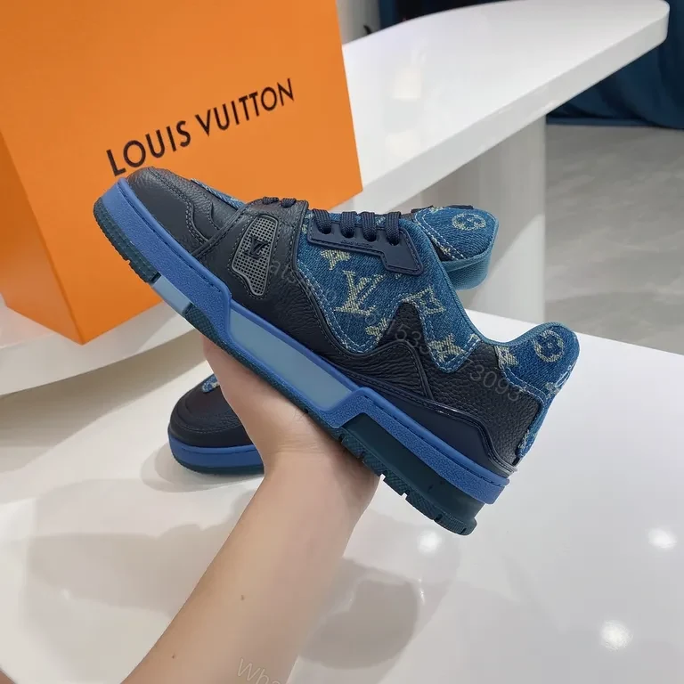 View 3 of Denim LV High-Top Sneakers: Luxury Texture, Everyday Comfort