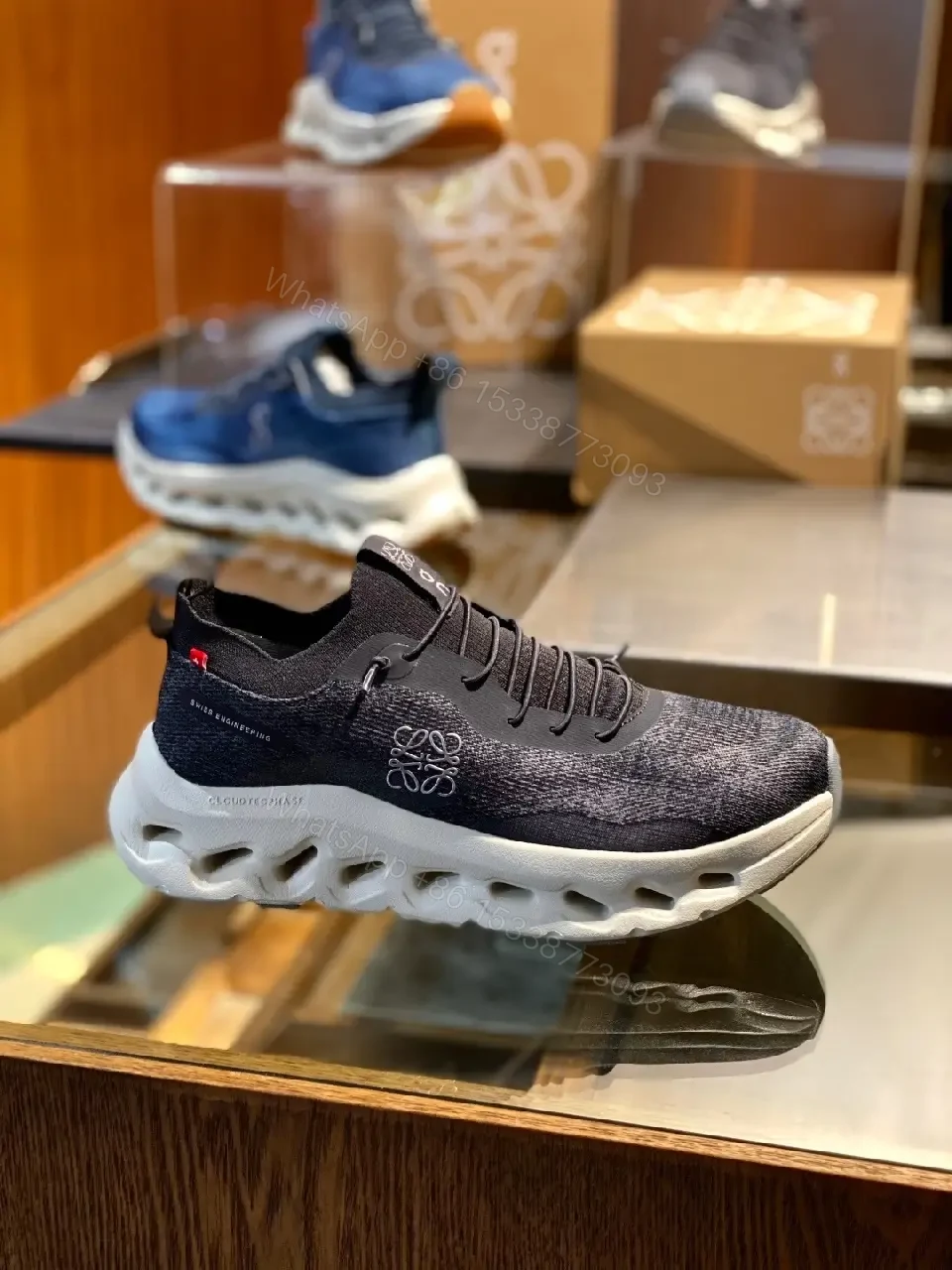 View 6 of Denim-Texture High-Top Sneakers: Everyday Luxury Comfort