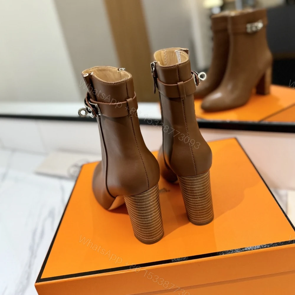 View 8 of 高仿Hermes*H202257ZA3小牛皮高踭短靴棕色8.5CM免檢版