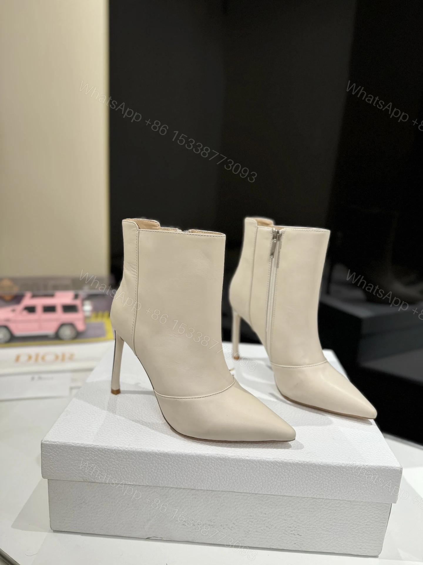 View 3 of white ankle boots DIOR