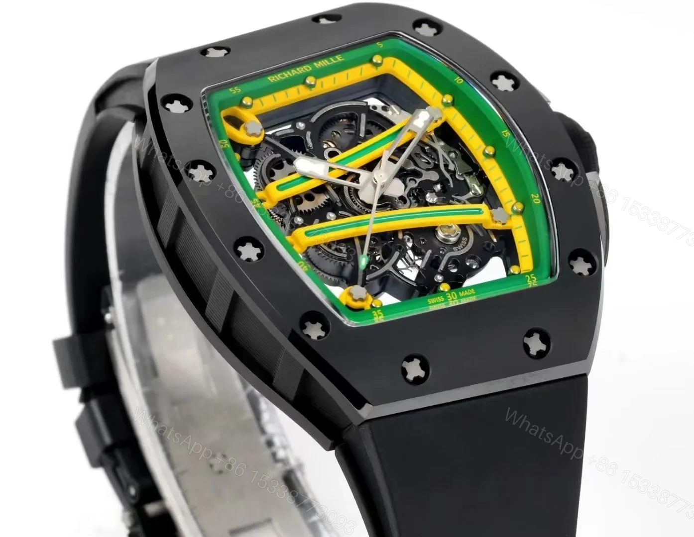 View 2 of Richard Mille RM61-01 Watch TZP-N Zirconia Ceramic NTPT Carbon Fiber Case Skeleton Dial RMUL2 Manual Winding Movement 50.2MM Luxury Sports Edition RM61-01-TZP-CF-SK50