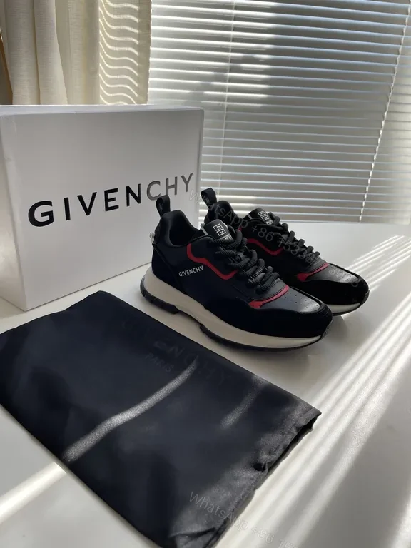 View 5 of Dynamic Runner: Black/Red Leather-Blend High-Top Sneaker