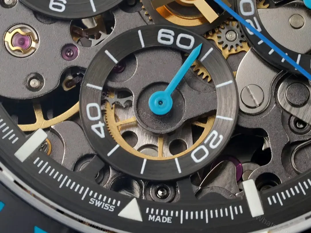 View 5 of Best Rolex Daytona Skeleton PVD Cyan replica 40MM Rubber Strap Edition RG-DAYTONA-SKELETON-PVD-CYAN-RUBBER-40