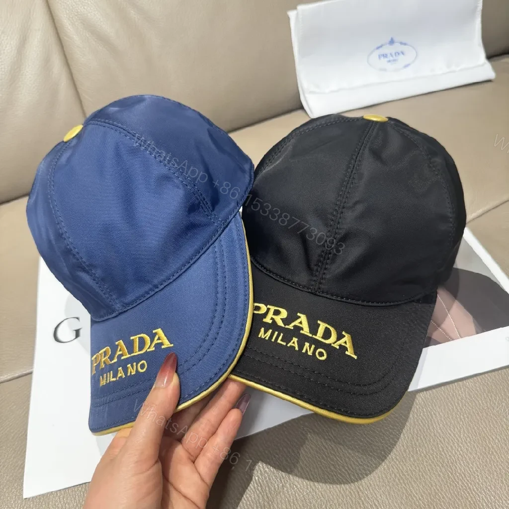 View 3 of Navy Nylon Cap: Luxe Six-Panel, Gold Accent, PRADA-Inspired