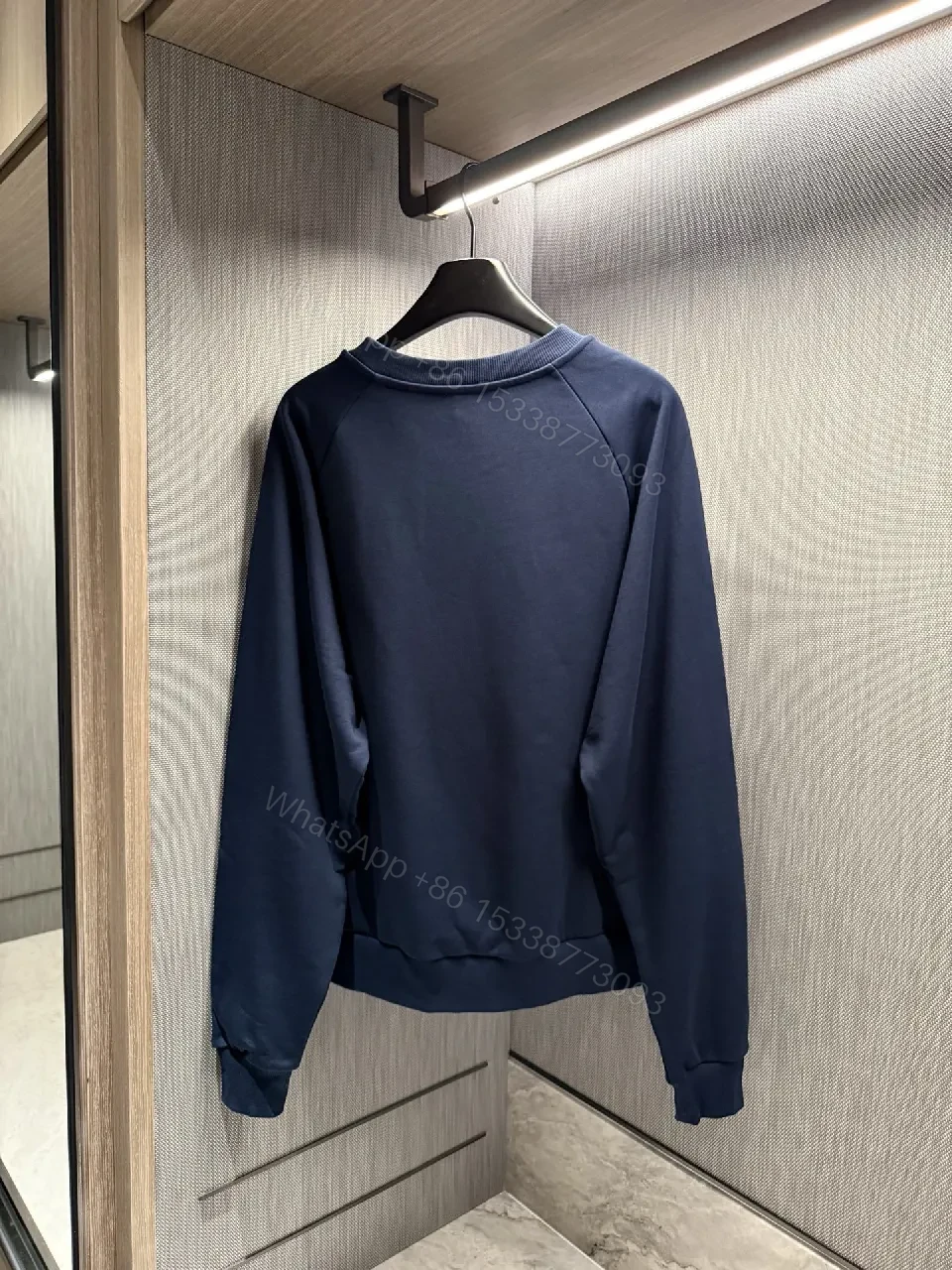 View 6 of Navy Collegiate Logo Sweatshirt with Soft Knit Comfort