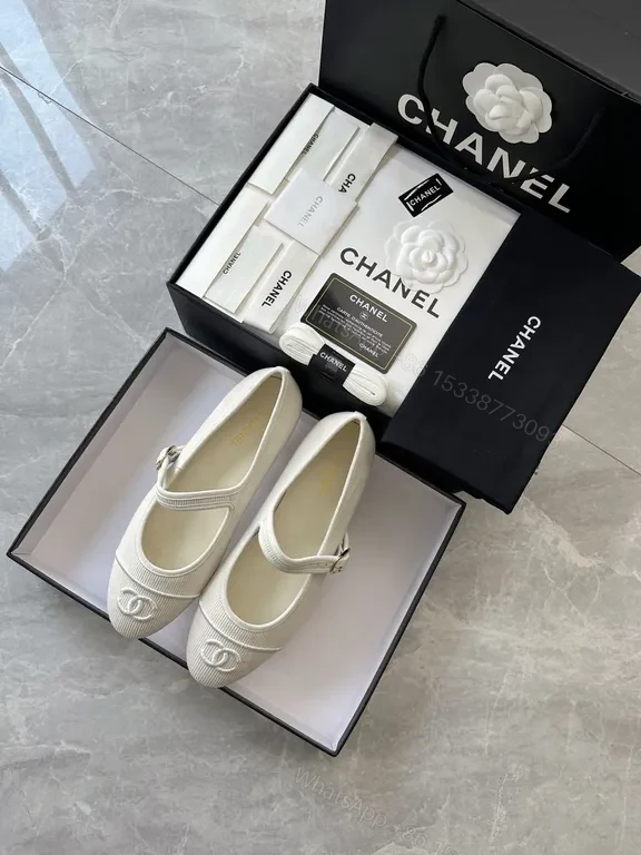 White Knit Mary Janes with Logo Embellishment: Chic Dailywear — view 1