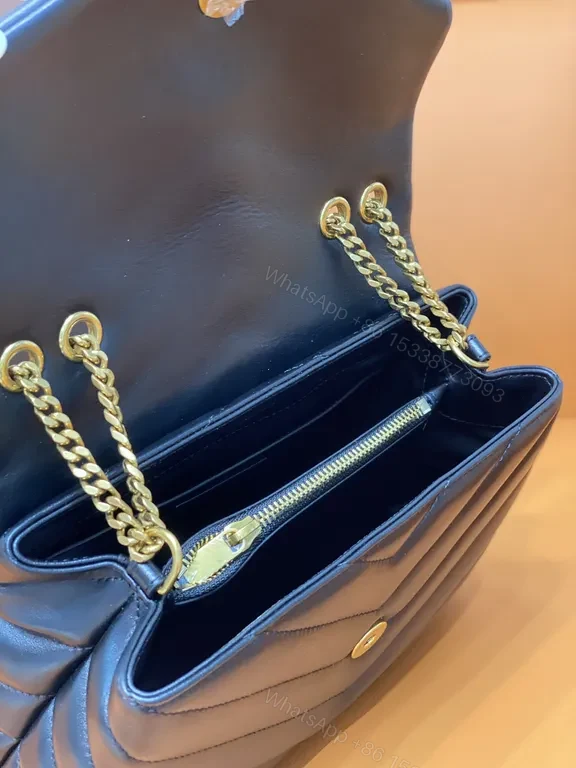 View 2 of Chic Quilted Leather Shoulder Bag with Gold Chain - YSL-Inspired Luxury Crossbody
