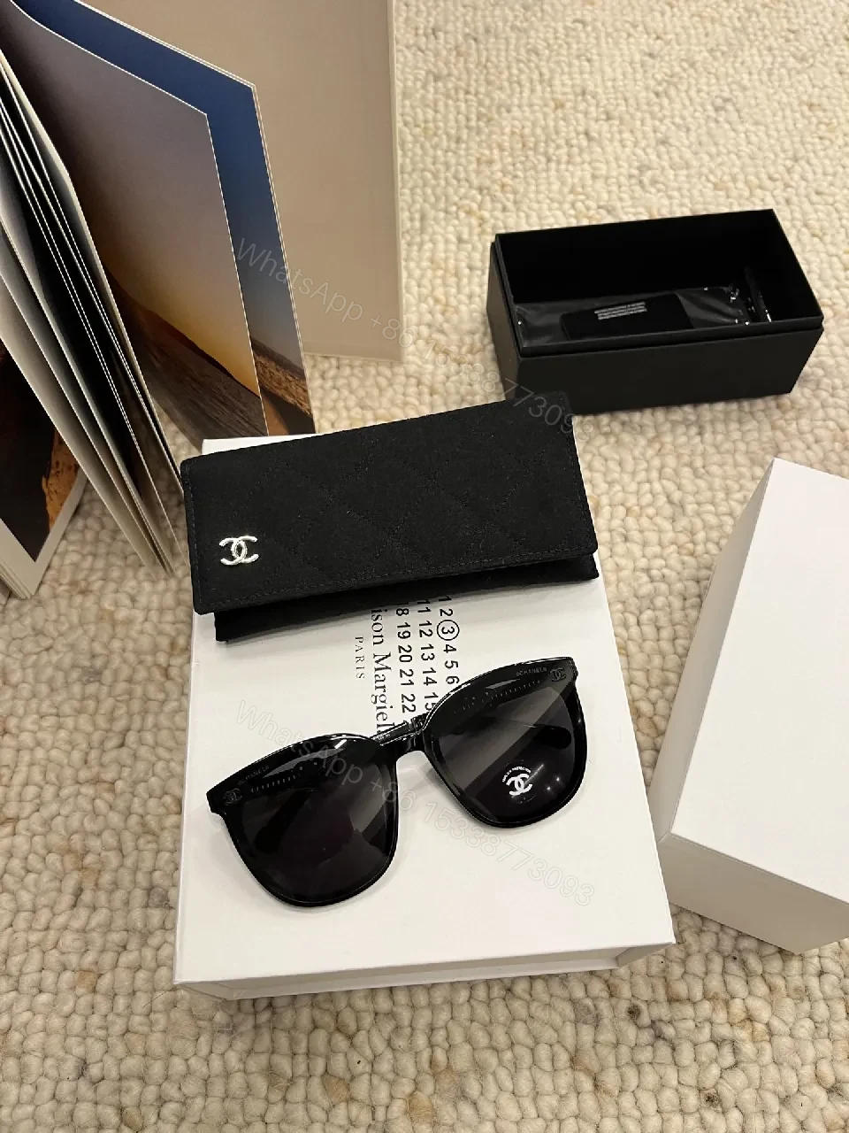 Chic Cat-Eye Sunglasses: Black Acetate, Signature Details — view 1