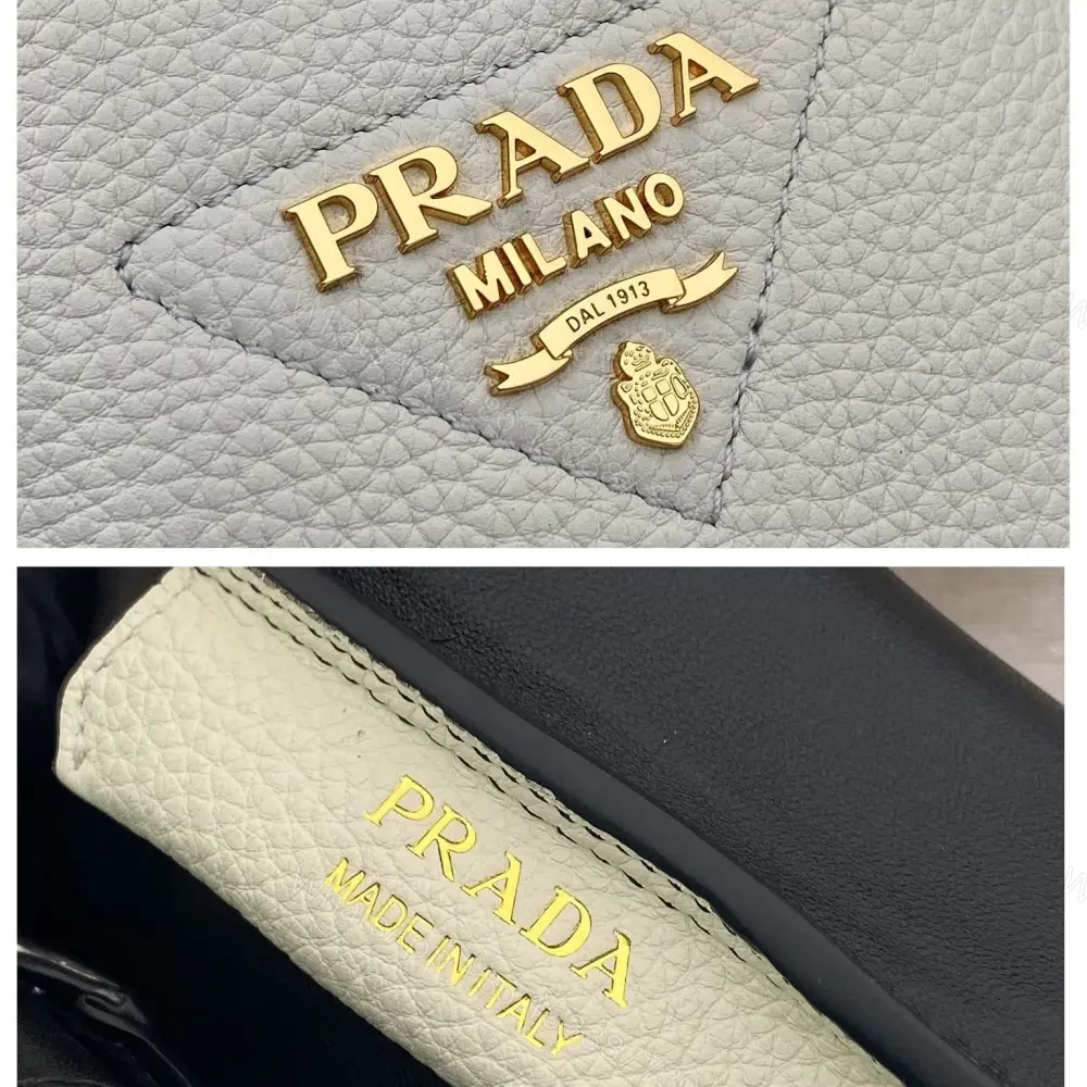 View 8 of 高仿Prada*Tote系列1BA349徽標手提包金扣白色Mini免檢版