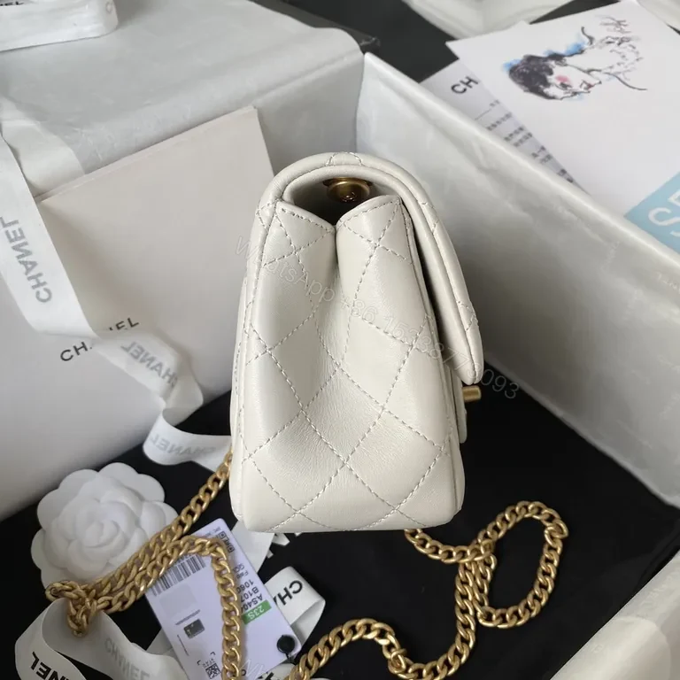 View 2 of White Quilted Flap Bag with Gold Chain â€“ Luxe Everyday Accessory