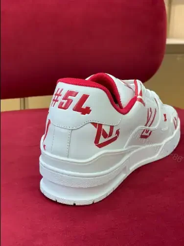 View 4 of LOUIS VUITTON TRAINER LOW-TOP SNEAKERS IN WHITE AND RED – LSVT388