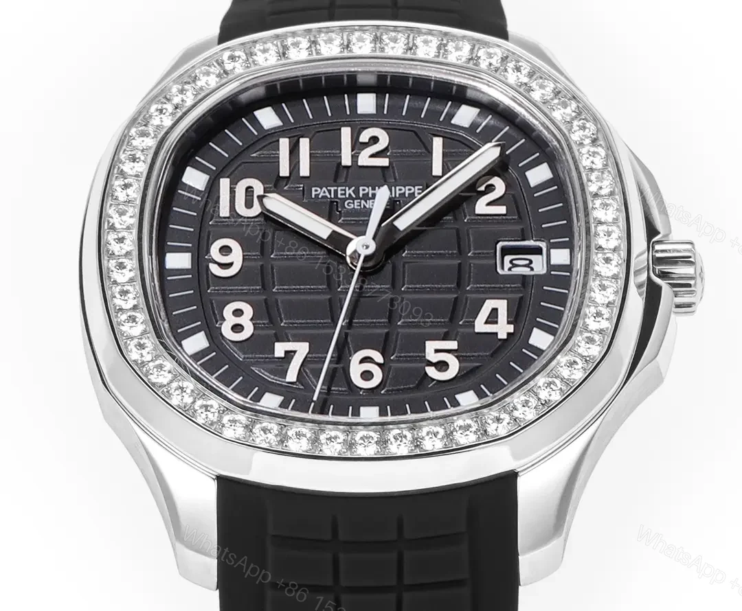 View 4 of Patek Philippe Aquanaut Luce 5268 Series Watch Black Dial with Diamond Bezel Stainless Steel and Satin Finish Rubber Strap 38.8mm Case Caliber 324 Movement
