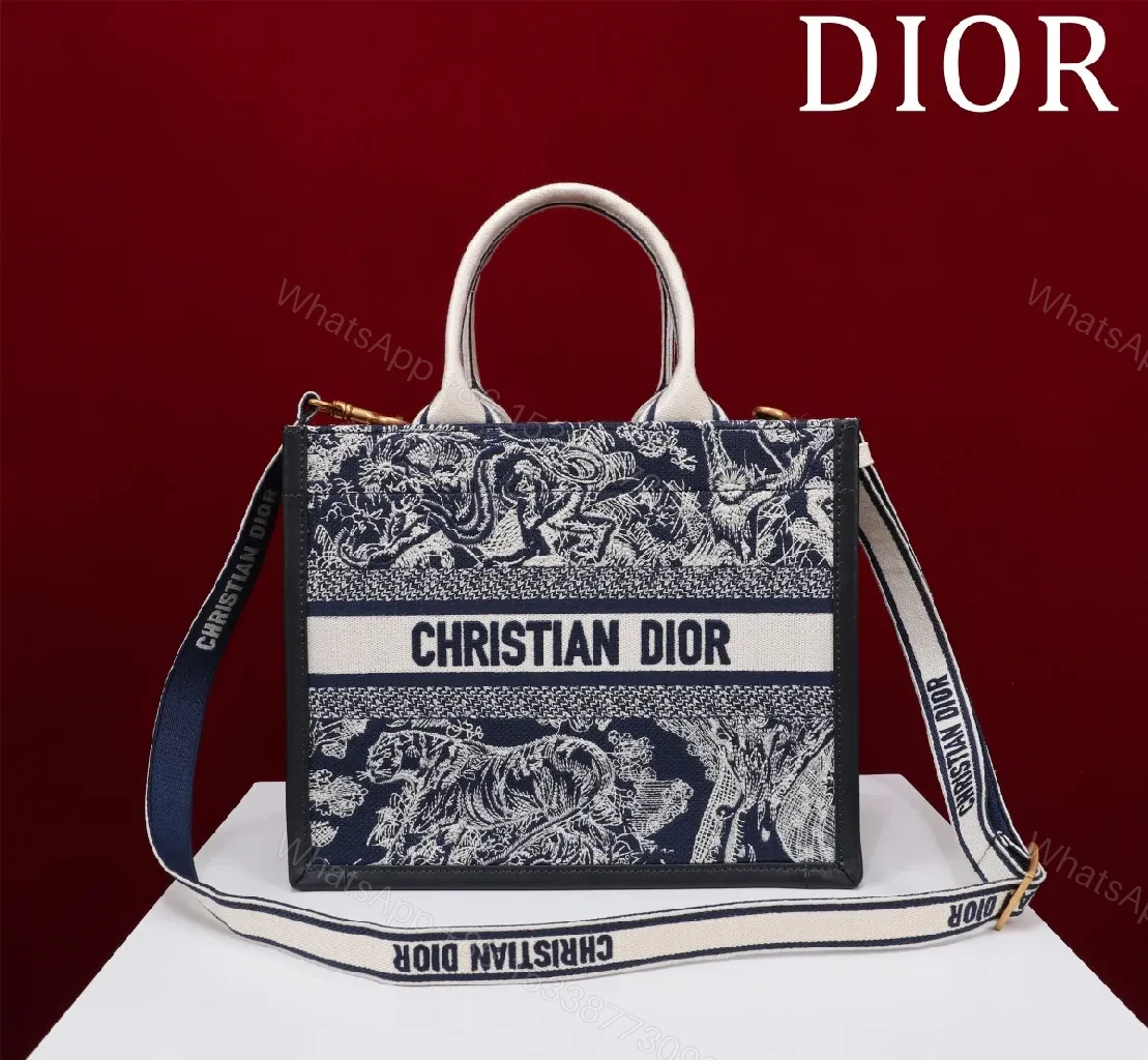Patterned Canvas Handbag: Navy & White, Designer-Inspired Crossbody Tote — view 1