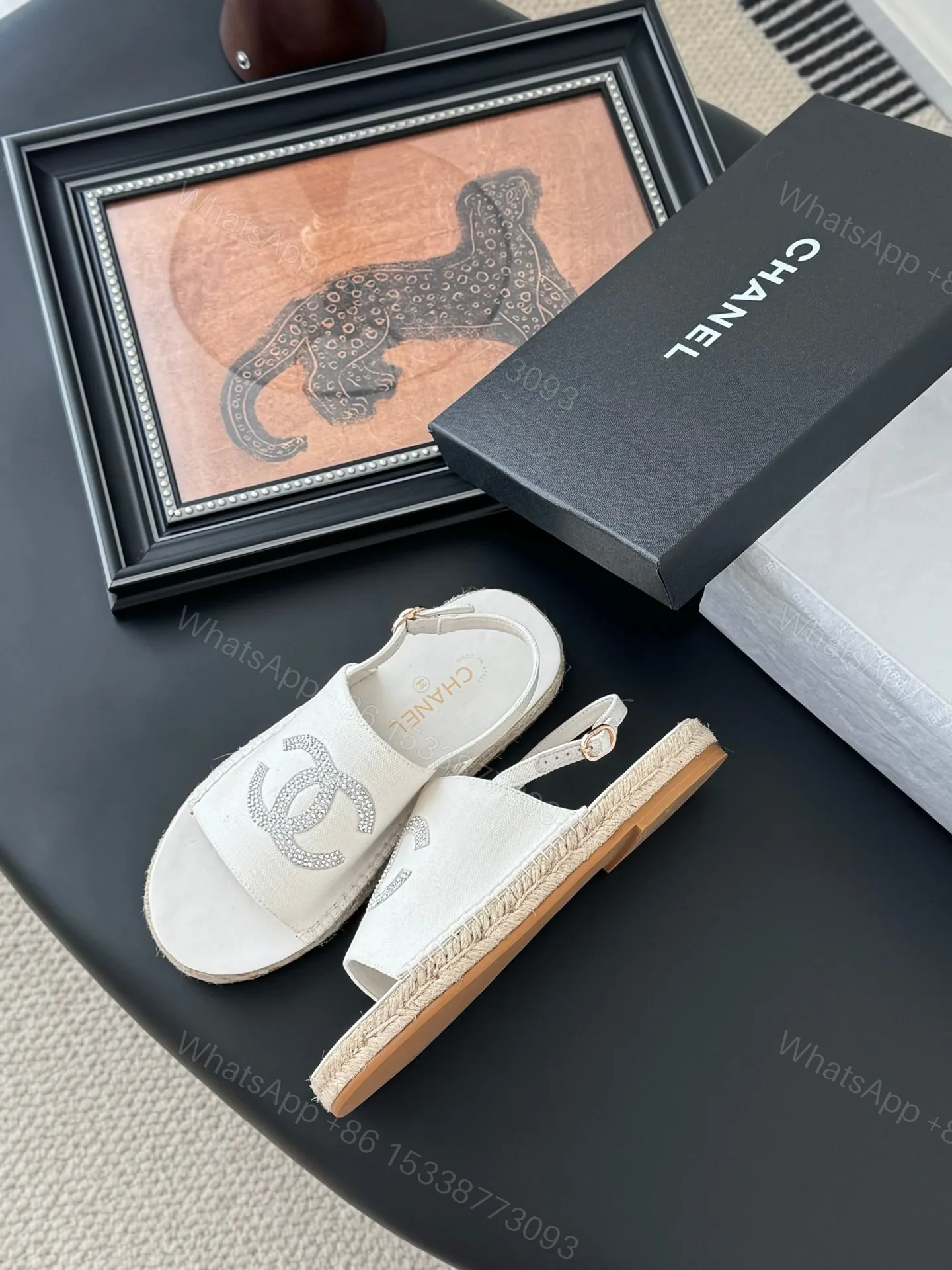 View 4 of Chanel Women White Canvas Espadrille Sandals