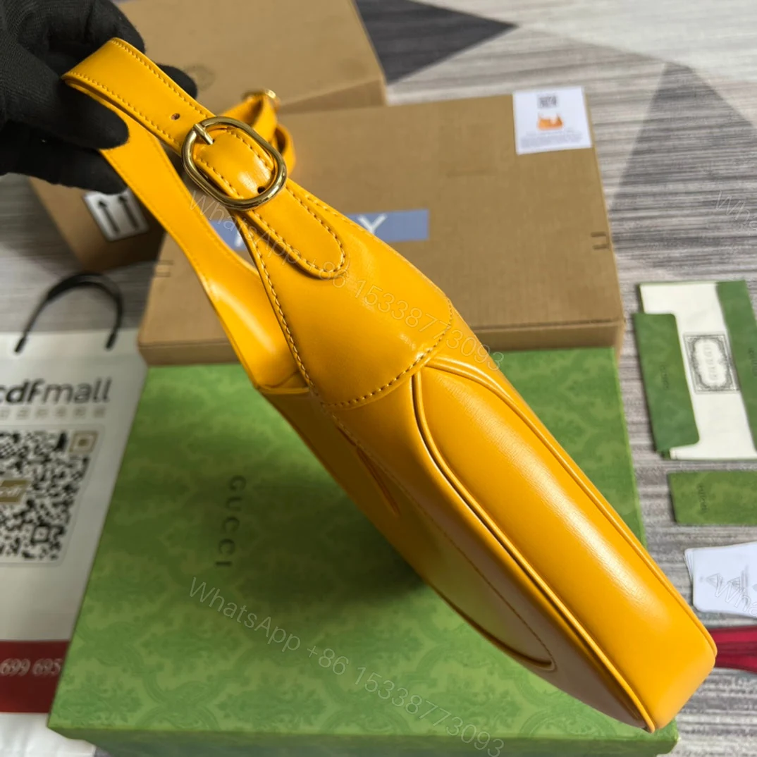View 9 of GG JACKIE SMALL 28 SHOULDER BAG IN YELLOW CALFSKIN