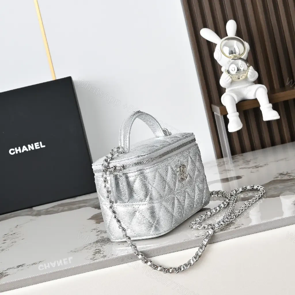 View 10 of Metallic Leather Crossbody: Chic Quilted, CC Detail, Compact