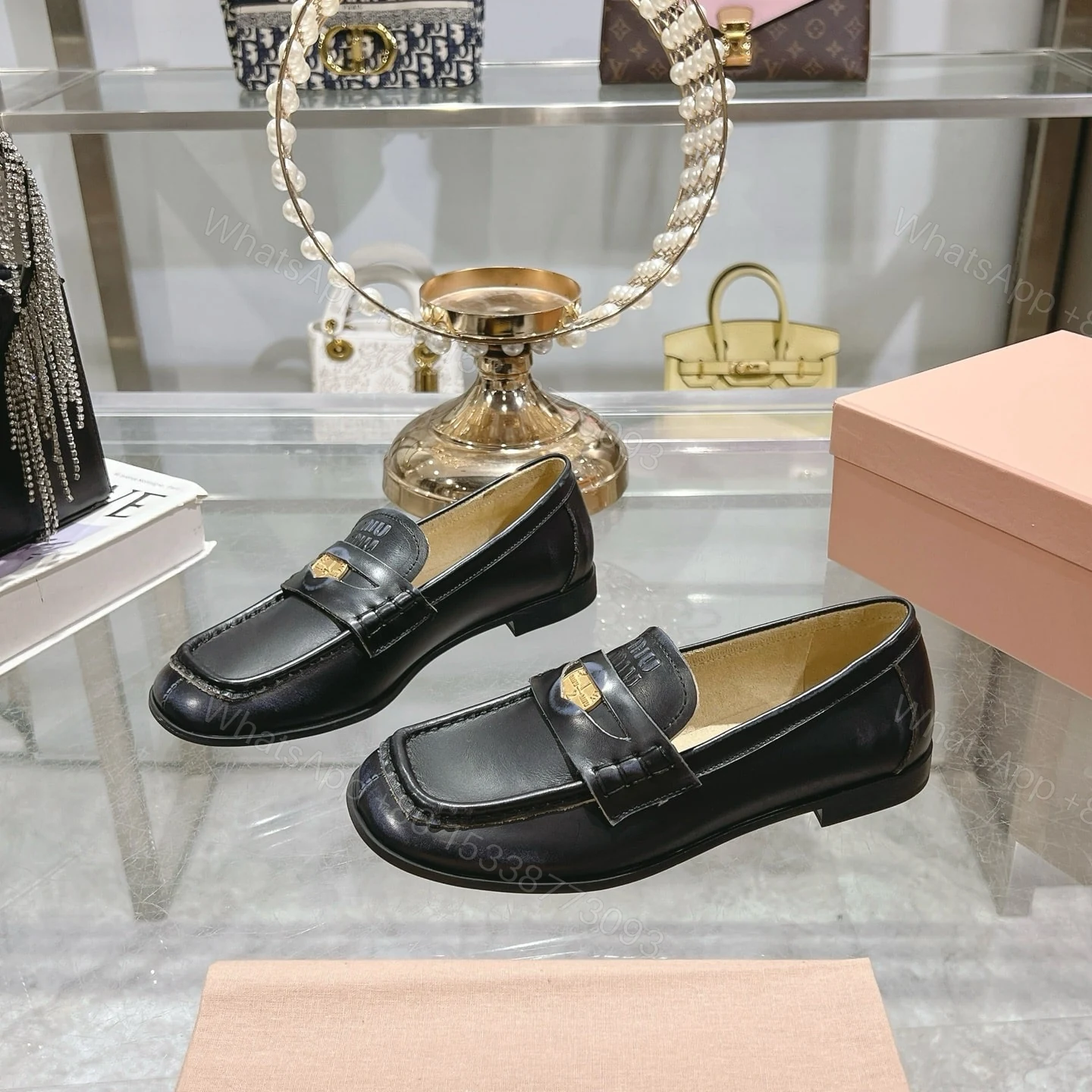 View 2 of MIUMIU LEATHER LOAFERS BLACK 5D398E 248 F0002 F 010