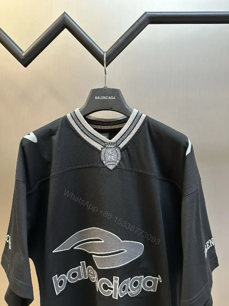 View 8 of Bold Jersey Hybrid Tee: Luxe Detailing, Oversized Logo Statement