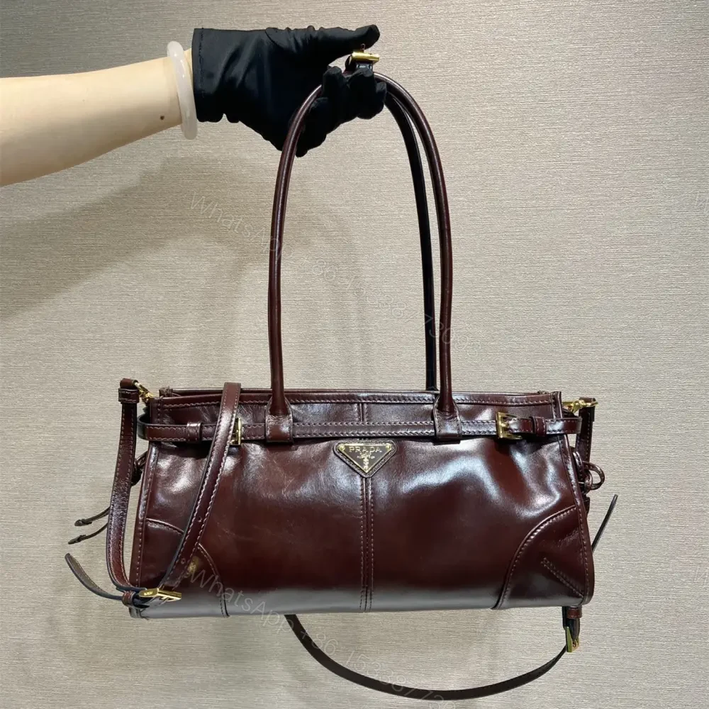 View 10 of 高仿Prada*Bonnie系列1BA426手提單肩包酒紅色小號免檢版