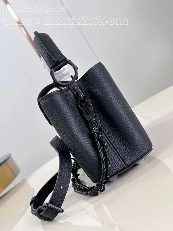 View 2 of Compact Pebble-Leather Crossbody: Monogram-Accent Bag