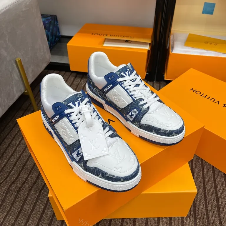 View 8 of Blue-White LV-Inspired Performance Sneakers: Refined Comfort