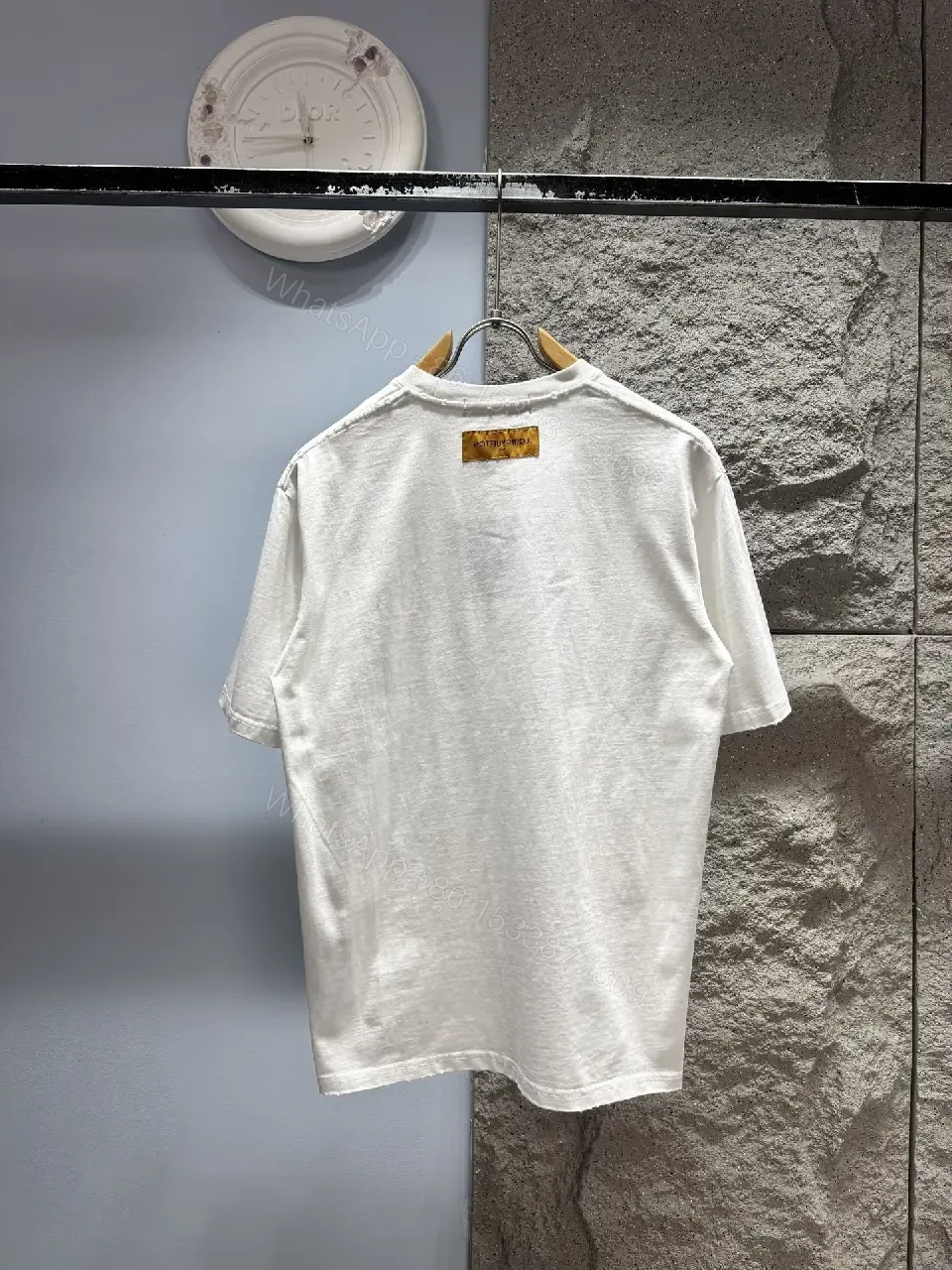 View 5 of Premium White Cotton Tee with Subtle Embroidered Accents
