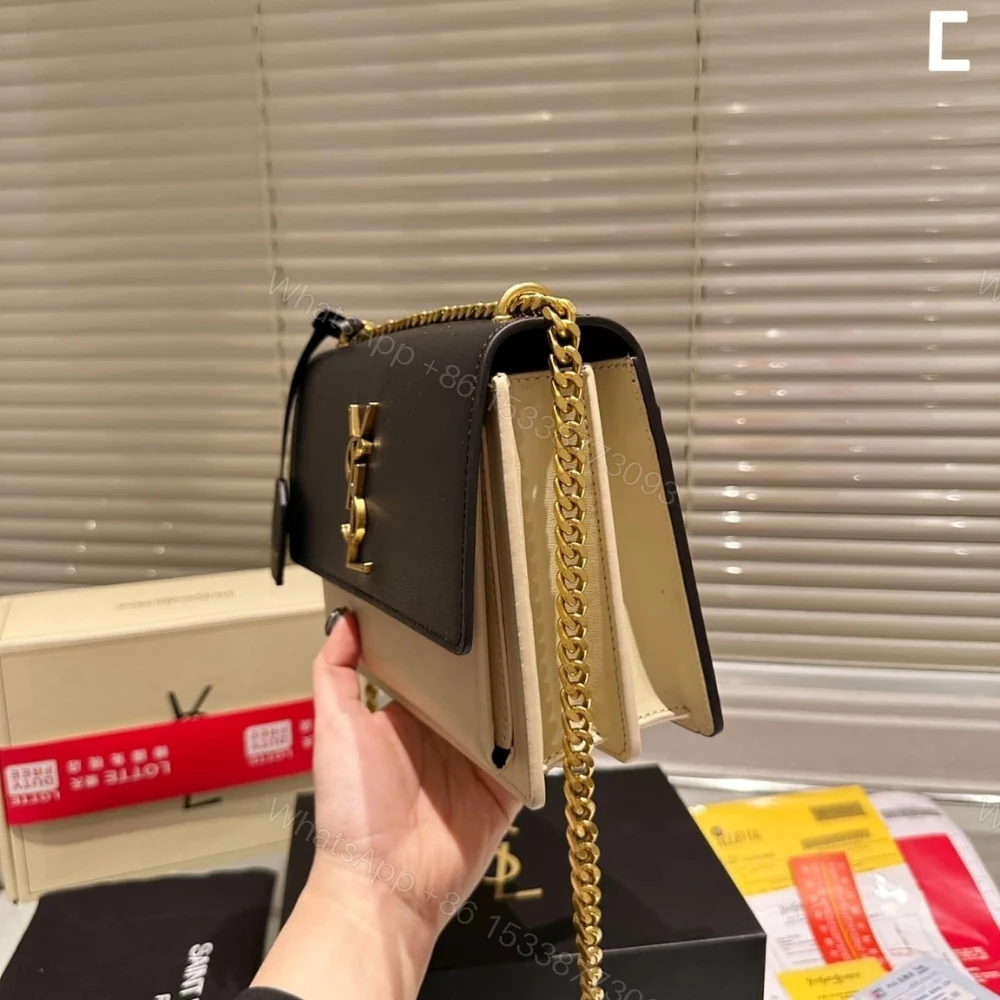 View 4 of Saint Laurent Sunset Medium Chain Bag In Smooth Black And Beige 22Cm 442906D42EW1089