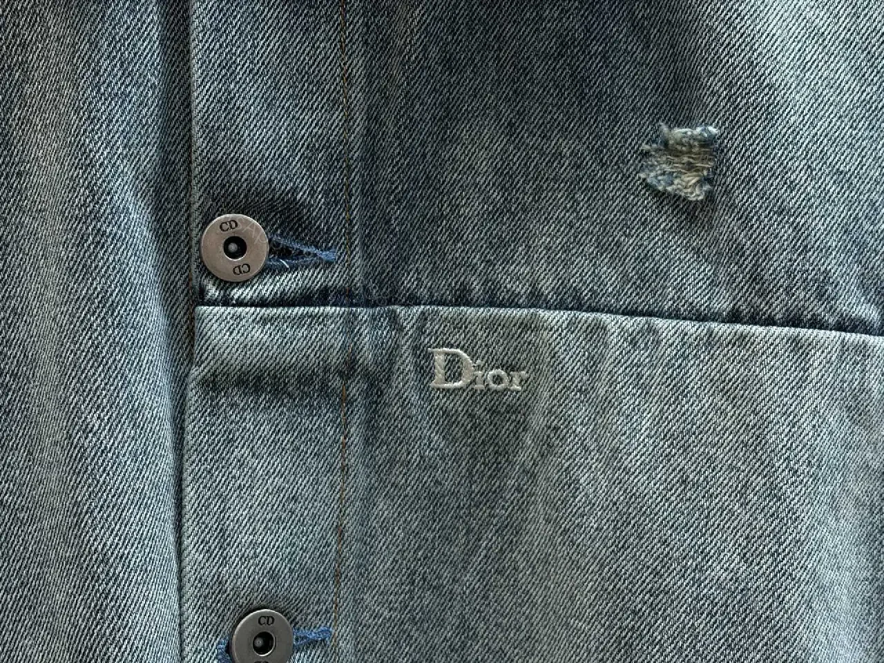 View 5 of Denim-Texture Button-Front Jacket: Subtle Luxury Unisex