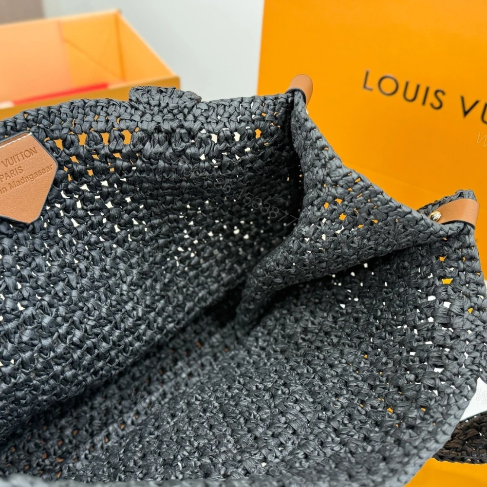 View 6 of Louis Vuitton Onthego MM Raffia Black 37Cm