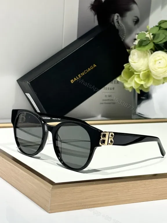 View 8 of Blue Acetate Round Sunglasses with Gold Hardware, Polarized