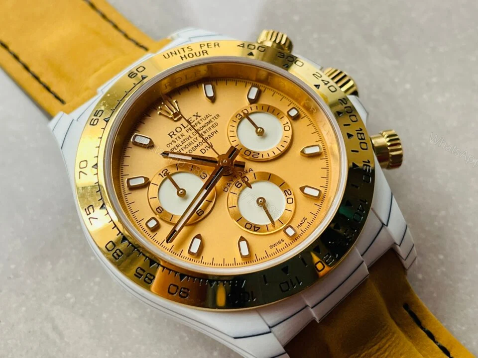View 7 of DIWF Factory 1:1 Rolex Daytona DIW White Carbon/YG Best Edition Gold Dial A7750