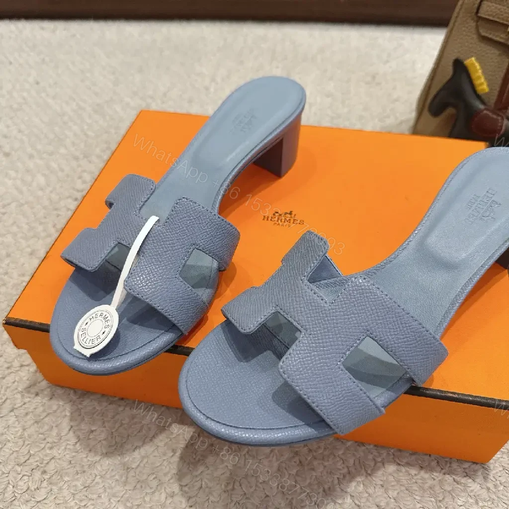 View 7 of Blue Leather Canvas? Hermès Style Iconic X-strap Sandals