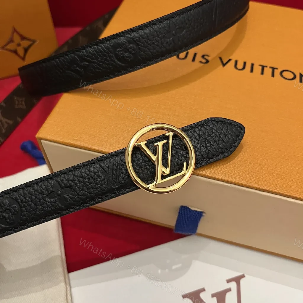 View 9 of Minimalist Black Pebbled Leather Belt with Gold Emblem
