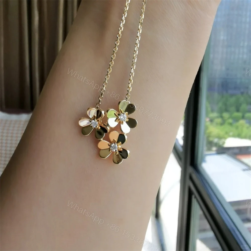 View 3 of Van Cleef & Arpels Frivole Necklace 3 Flowers 18K Yellow Gold VCARP2DU00