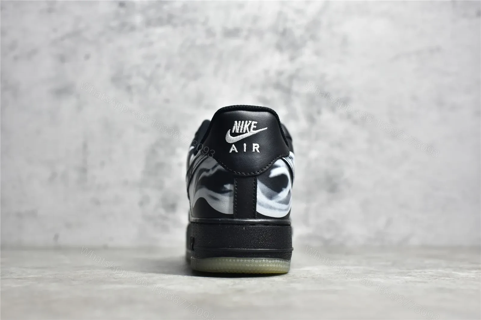 View 8 of UA Nike Air Force 1 Low Skeleton “Black on Black” Reps