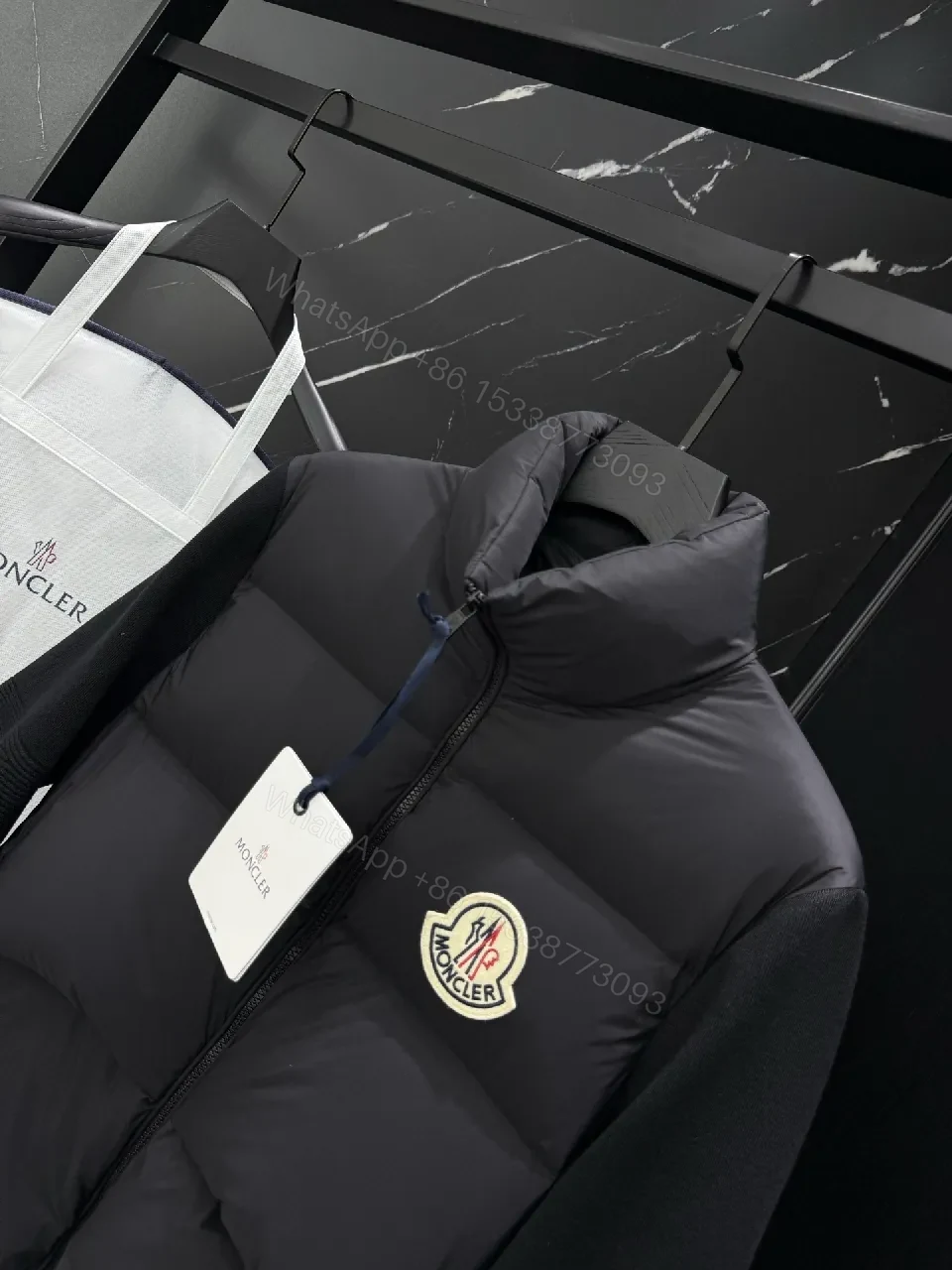 View 5 of Compact Puffer Jacket - Knit-Sleeve, Water-Repellent, Luxe Casual Outerwear