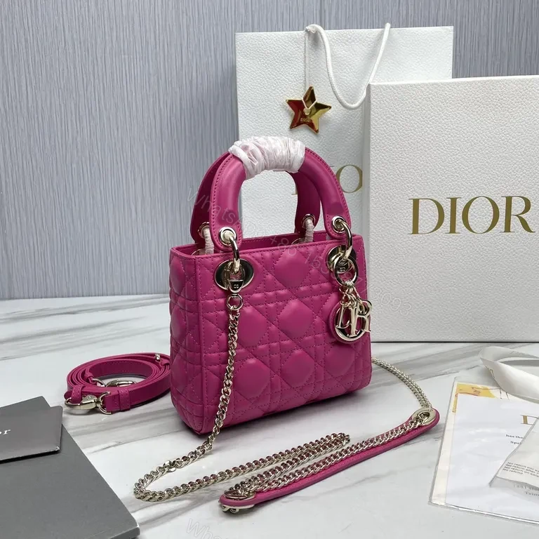 View 8 of Compact Pink Quilted Dior Handbag: Bold All-Day Chic
