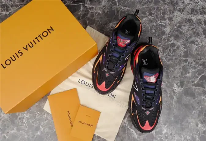View 3 of LOUIS VUITTON RUNNER TATIC SNEAKERS IN BLACK AND ORANGE – LSVT347
