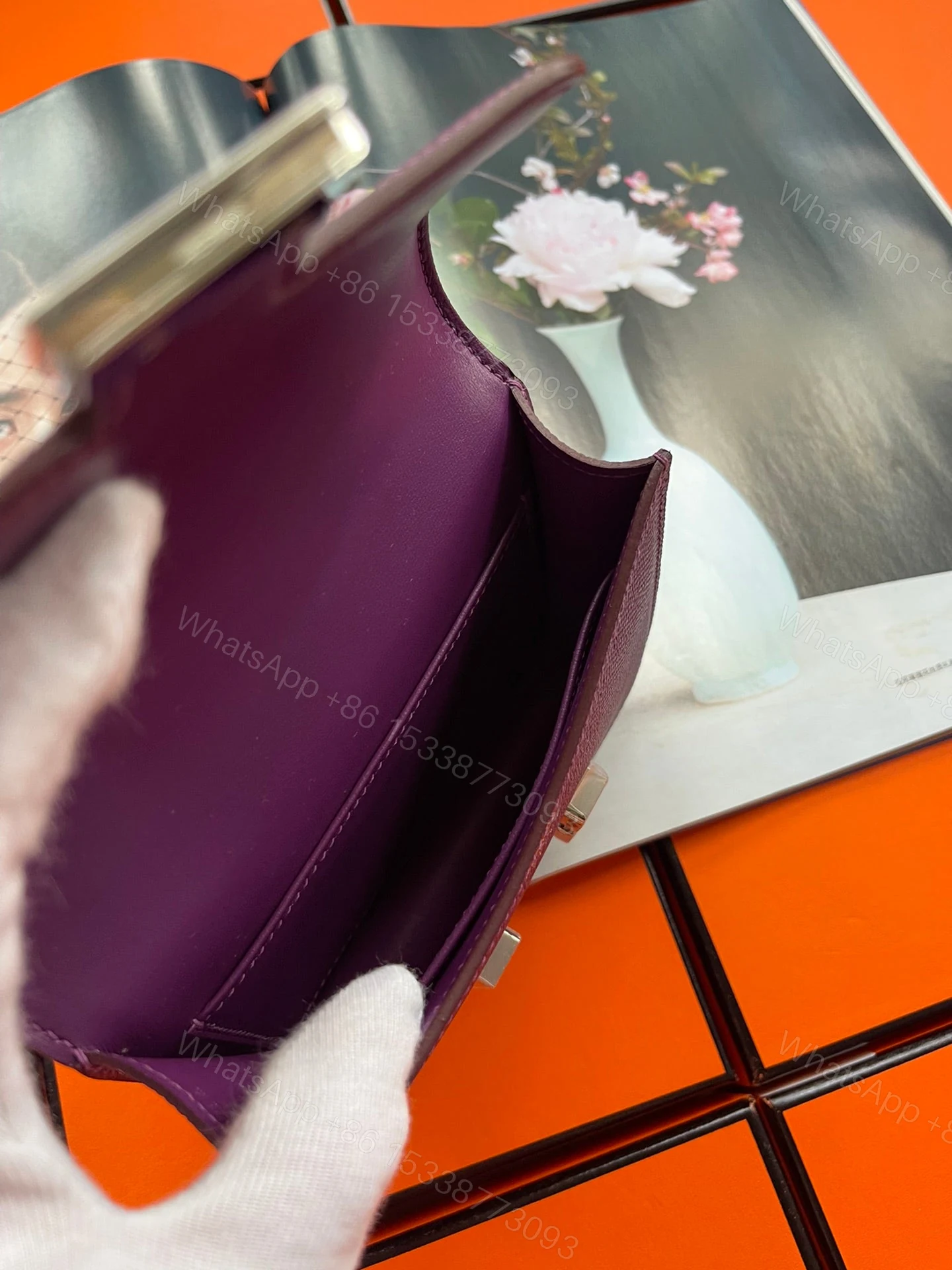 View 5 of H CONSTANCE MINI EPSOM SILVER-TONED HARDWARE VIOLET 14CM