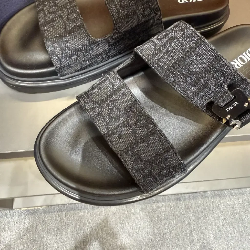 View 8 of Textured Jacquard-Stride Sandals with Luxe Straps