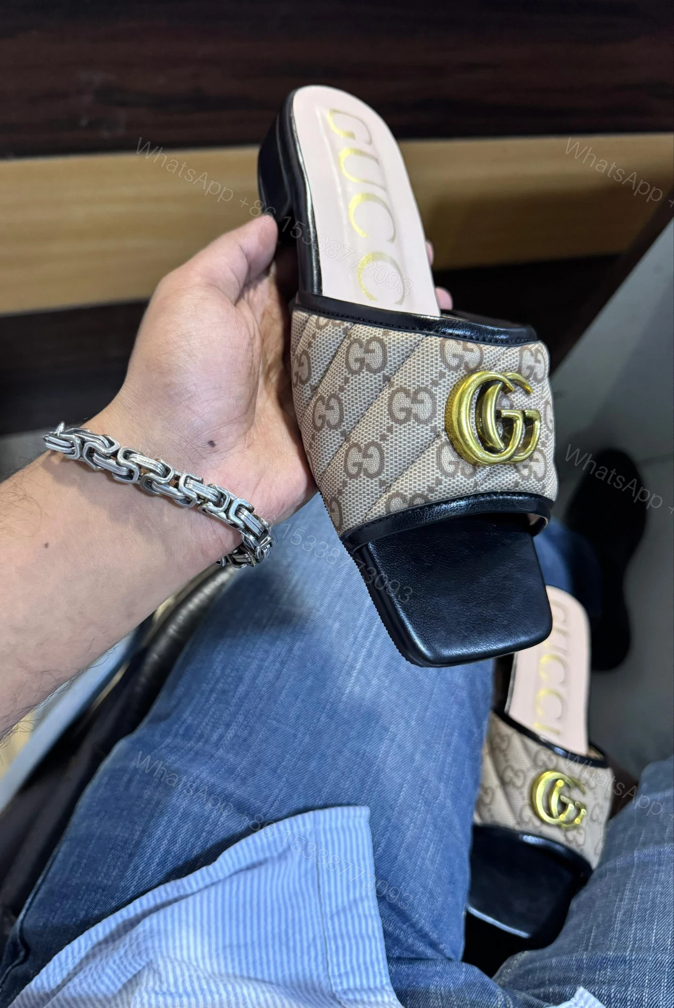 View 2 of First Copy Gucci Natural Jute Slippers