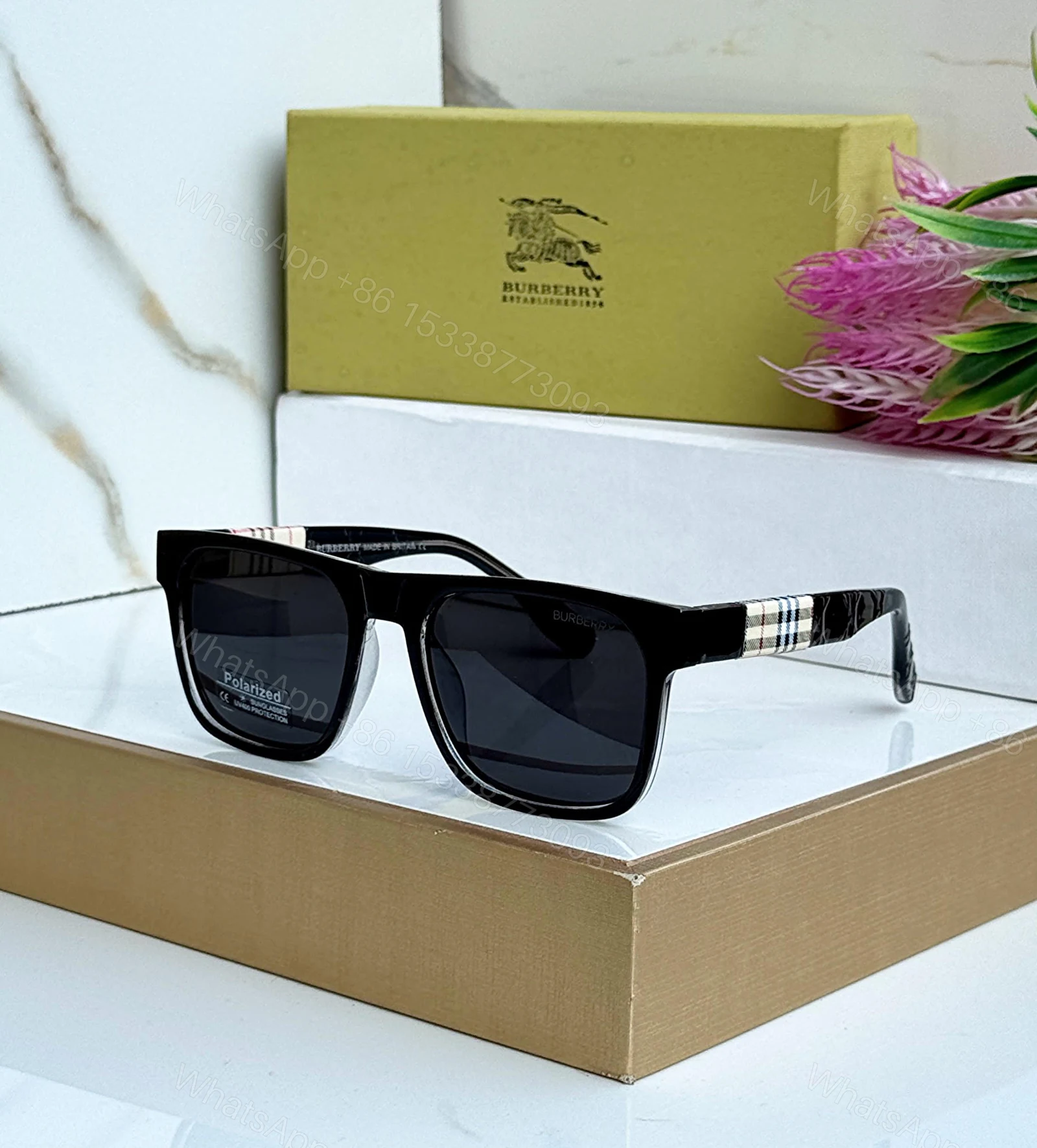 View 3 of Burberry Square Transparent Gradient Sunglasses