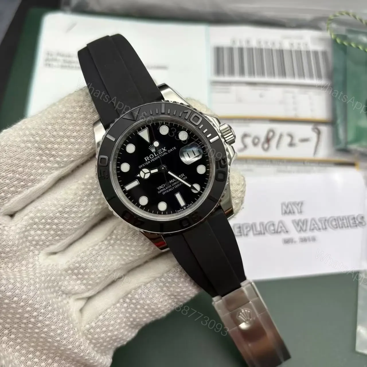 View 7 of Replica Rolex YACHT-MASTER 42 White gold 2022