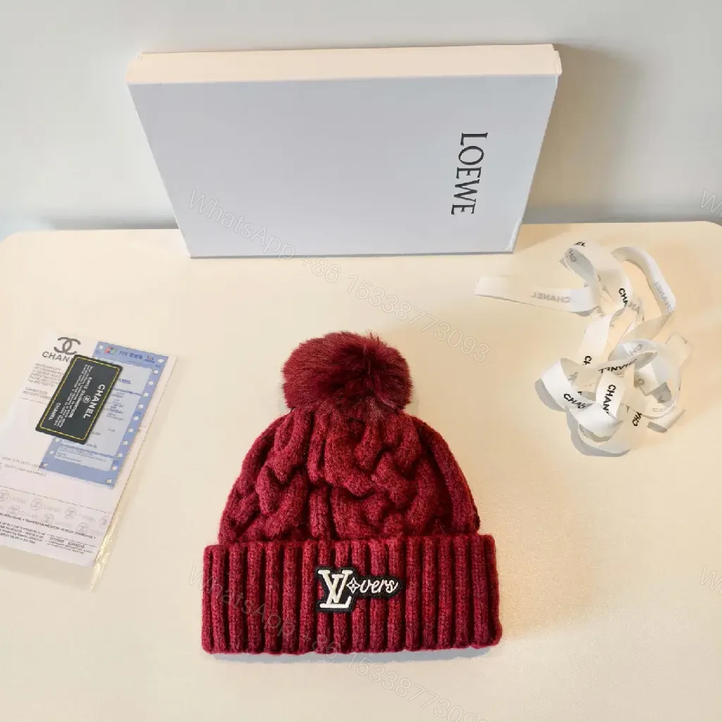 View 10 of Cozy Knit Beanie: Lux Texture, Padded LV-Inspired Pom