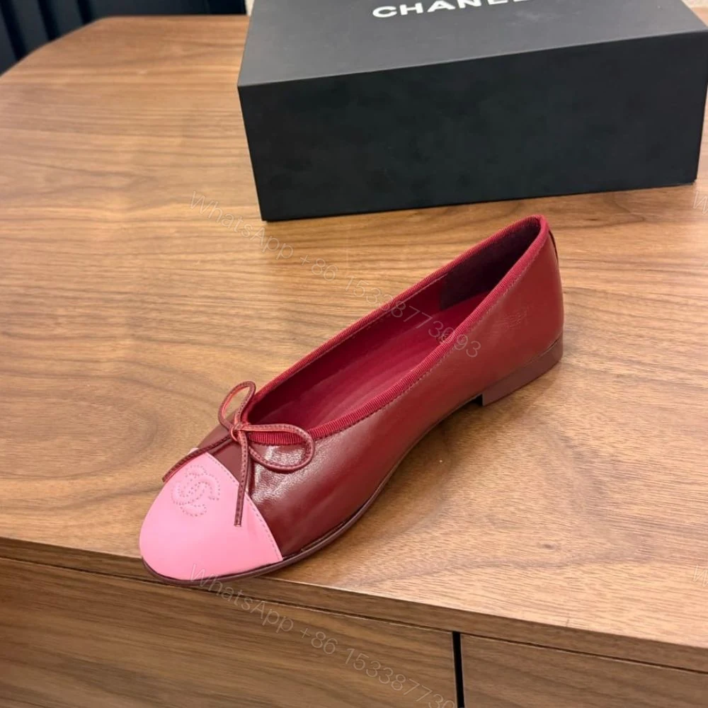 View 4 of Chanel Ballet Flats Burgundy & Pink G02819 X01000 U9349