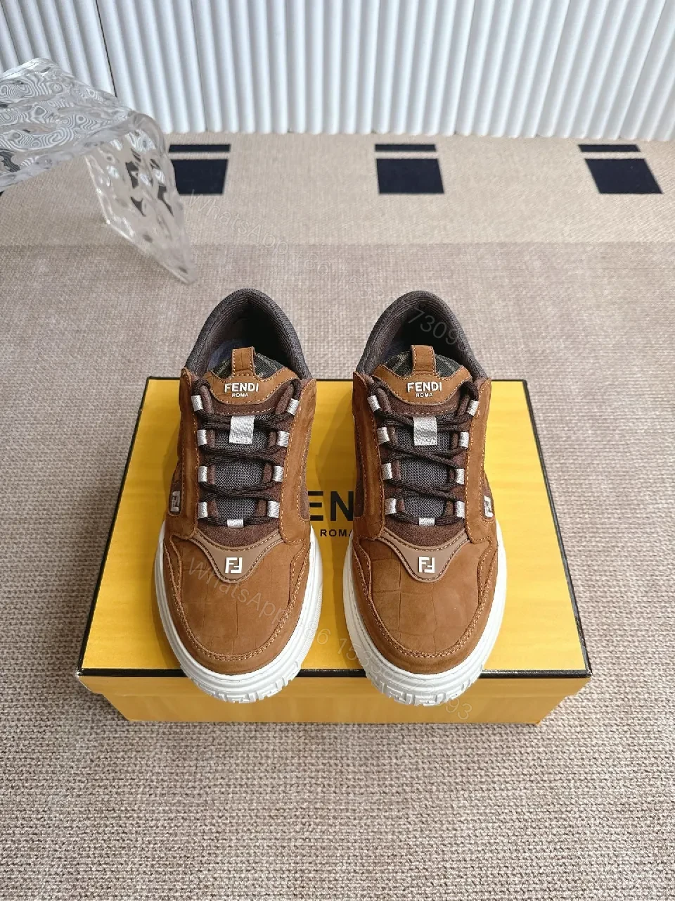 View 9 of Brown Suede Leather High-Top Sneakers with Comfort Padded Collar