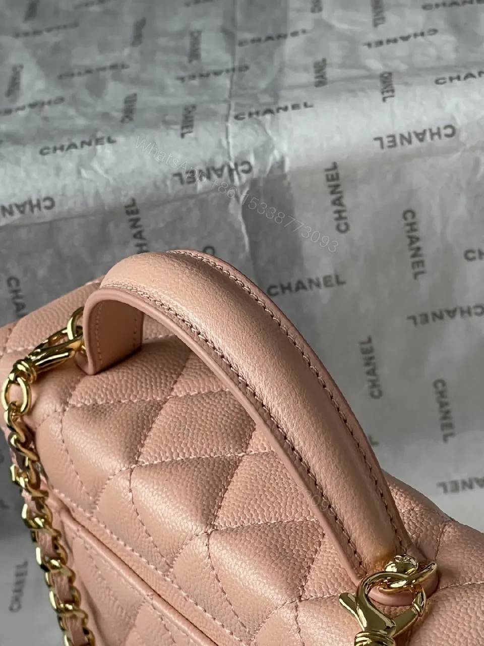 View 7 of Pearl Pink Quilted Chain Bag: Everyday Luxury